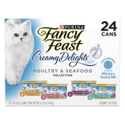 Fancy Feast Cat Adult Creamy Delights Pate Poultry And Grilled Seafood Variety Pack 85g X 24  1 Pack