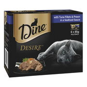 Dine Desire Multipack Adult Cat Wet Canned Food (Tuna Fillets And Prawn In A Seafood Sauce) 85g X 24 1 Pack