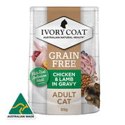 Ivory Coat Grain Free Adult Chicken & Lamb In Gravy Wet Cat Food 85gm 12 Pouches