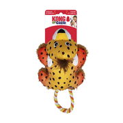 Kong Cozie Tuggz Crinkle Plush Squeaker Rope Tug Toy For Dogs - Cheetah 1 X Medium/Large Pet Talk