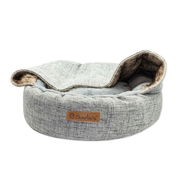 Charlie's Vip Wolf Hooded Nest Bed With Faux Linen And Fur For Pets Light Grey 1 X Small Pet Talk