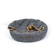 Charlie's Vip Wolf Hooded Nest Bed With Faux Linen And Fur For Pets Dark Grey 1 X Medium Pet Talk