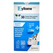 Zylkene Plus Calming Supplement For Small Dogs And Cats Under 10kg 75mg 30 Capsules