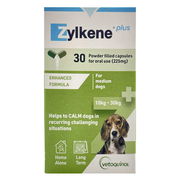 Zylkene Plus Calming Supplement For Medium Dogs 10 To 30kg 225mg 30 Capsules