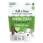 Bell And Bone Senior Dental Sticks Chicken Mint And Ginger For Small Dogs 1 Pack (7 Sticks)