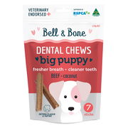 Bell And Bone Dental Chews Beef And Coconut For Big Puppies 1 Pack (7 Sticks)