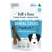 Bell And Bone Dental Sticks Lamb Mint And Manuka Honey For Large Dogs 1 Pack (7 Sticks)