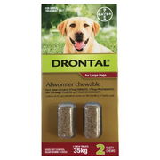 Drontal Wormers Chewables For Dogs Up To 35kg (Red) 2 Chews