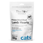 The Paw Grocer Freeze Dried Diced Lamb Hearts Cat Treats  50 Gm