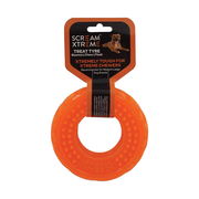 Scream Xtreme Treat Tyre Dog Toy - Loud Orange 13 Cm X 4.5cm - Medium/Large