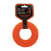 Scream Xtreme Treat Tyre Dog Toy - Loud Orange 17 Cm X 5cm - Extra Large
