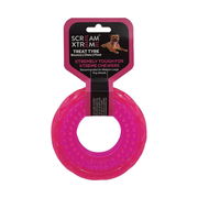Scream Xtreme Treat Tyre Dog Toy - Loud Pink 13 Cm X 4.5cm - Medium/Large