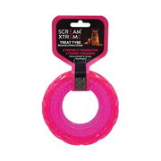 Scream Xtreme Treat Tyre Dog Toy - Loud Pink 17 Cm X 5cm - Extra Large