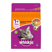 Whiskas Adult 1+ Years Chicken & Rabbit Flavours Dry Cat Food  3 Kg