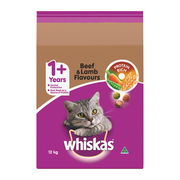 Whiskas Adult 1+ Years Beef & Lamb Flavours Dry Cat Food  12 Kg