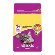 Whiskas Adult 1+ Years Chicken & Turkey Flavours Dry Cat Food  1.8 Kg