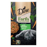 Dine Farm Collection In Sauce With Chicken Carrot And Spinach Wet Cat Food 85gm 7 Pack