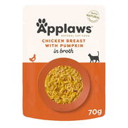 Applaws Natural Chicken Breast With Pumpkin In Broth Wet Cat Food 70gm 16 Pouches