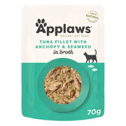 Applaws Natural Tuna Fillet With Anchovy & Seaweed In Broth Wet Cat Food 70gm 16 Pouches