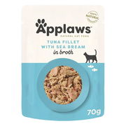 Applaws Natural Tuna Fillet With Sea Bream In Broth Wet Cat Food 70gm 16 Pouches