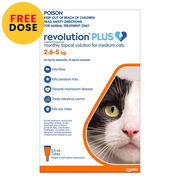 Revolution Plus For Medium Cats 2.5 - 5kg (Orange) 6 Pack + 1 Free
