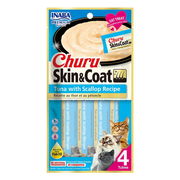 Inaba Churu Skin & Coat Tuna With Scallop Recipe Cat Treat  4 Tubes