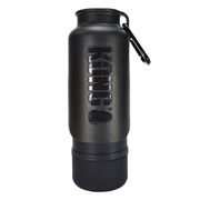 Kong H2o Portable Insulated Stainless Steel Bottle With Lid Bowl For Dogs - Black 740 Ml