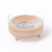 Purroom Premium Glass Pet Bowl - Wood Stand  1 Pack