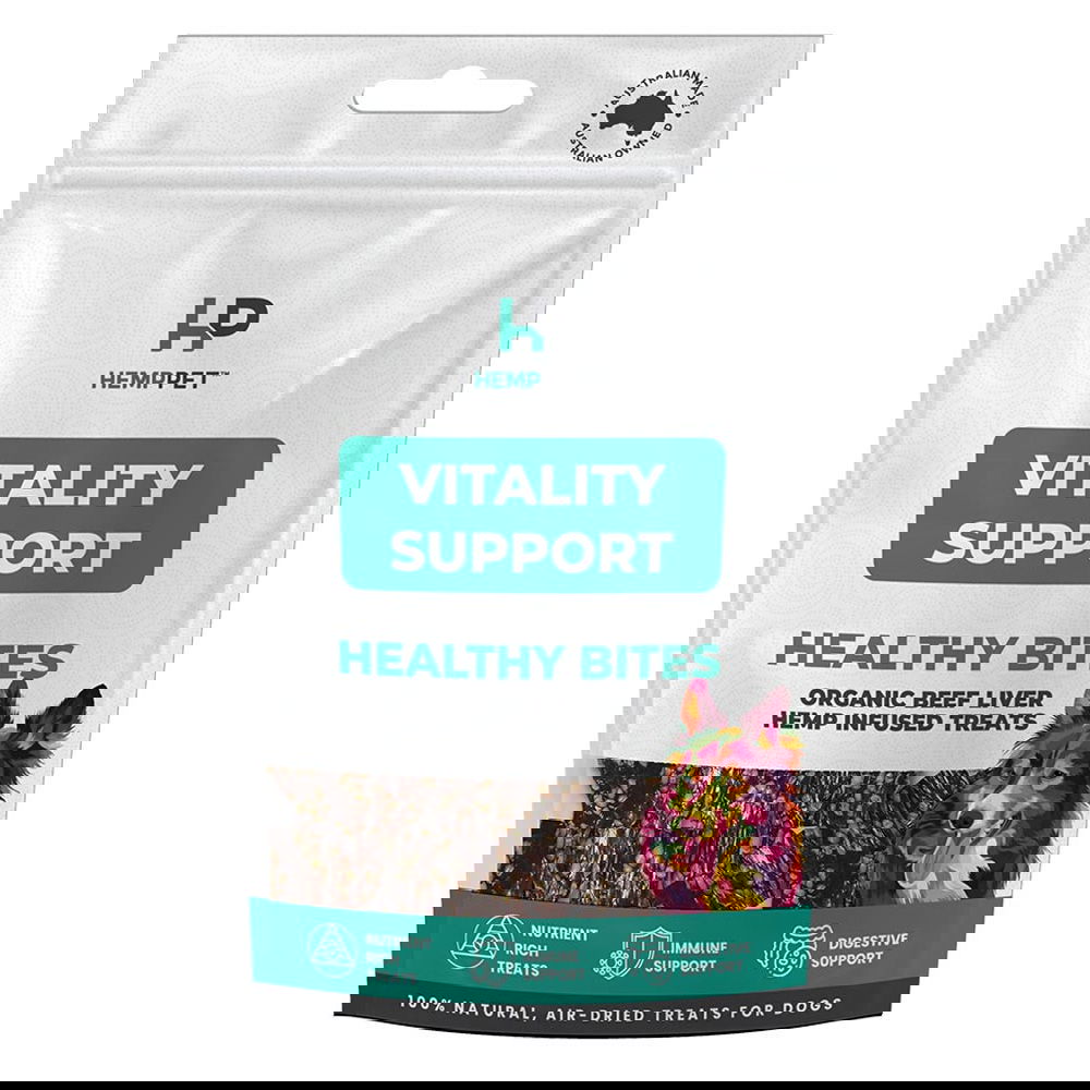 Hemppet Vitality Support Healthy Bites Organic Beef Liver Hemp Infused Treats For Dogs  80 Gm