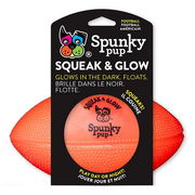 Spunky Pup Squeak And Glow Football 14cm  1 Pack