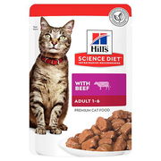 Hill's Science Diet Adult 1-6 With Beef Wet Cat Food 85gm 12 Pouches