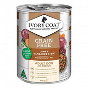 Ivory Coat Grain Free Adult All Breeds Lamb & Kangaroo Stew Wet Dog Food 400gm 12 Cans