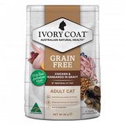 Ivory Coat Grain Free Adult Chicken & Kangaroo In Gravy Wet Cat Food 85gm 12 Pouches